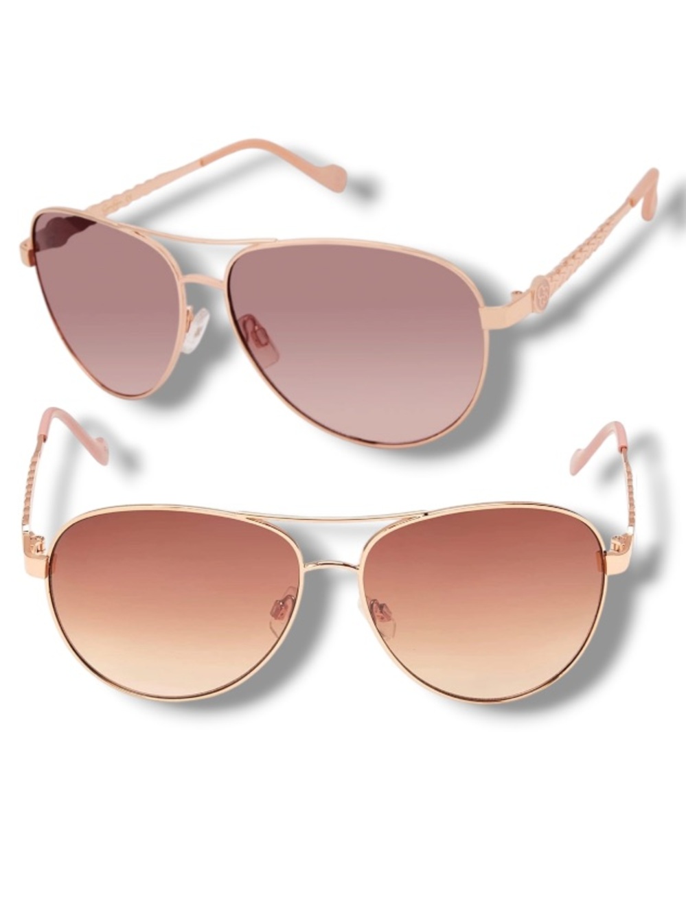 Jessica Simpson Women's Pink-Tinted Rose Gold Aviator Sunglasses Shades NWOT
